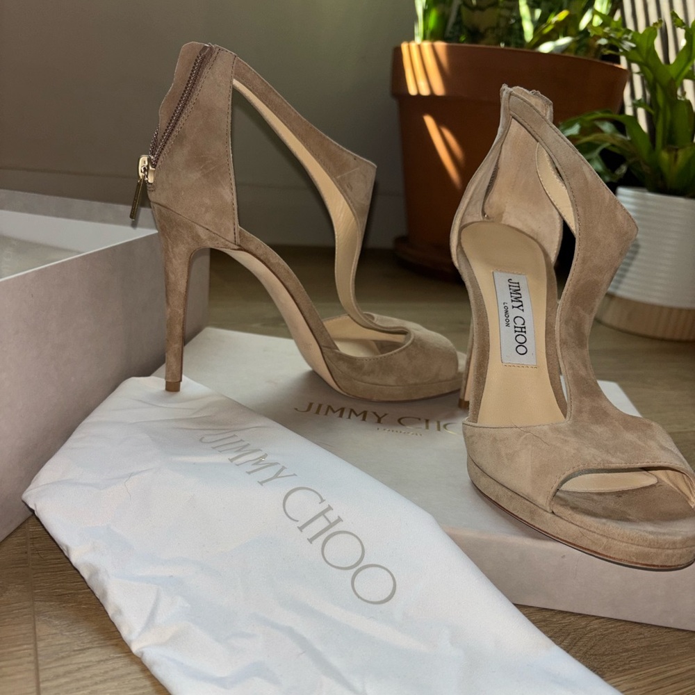 Jimmy Choo Beige Suede Heels